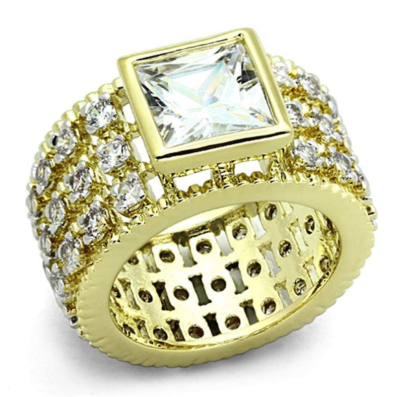 Vintage Gold Rings LO3002 Gold+Rhodium Brass Ring with AAA Grade CZ