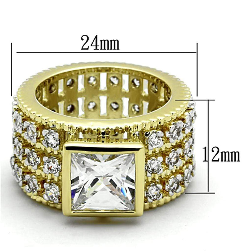 Vintage Gold Rings LO3002 Gold+Rhodium Brass Ring with AAA Grade CZ