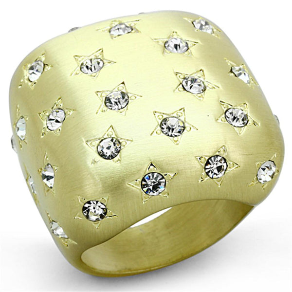 Vintage Gold Rings LO3037 Gold & Brush Brass Ring with Top Grade Crystal