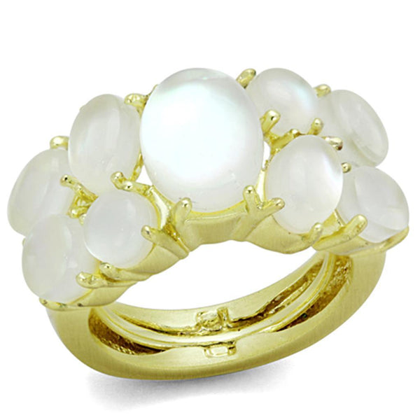 Vintage Gold Rings LO3254 Gold Brass Ring with Synthetic in Aurora Borealis