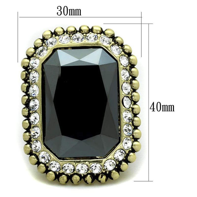 Silver Jewelry Rings Vintage Gold Rings LO3511 Gold & Brush Brass Ring with Crystal in Hematite Alamode Fashion Jewelry Outlet