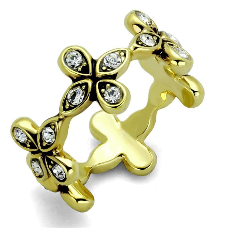 Vintage Gold Rings LO3518 Gold Brass Ring with Top Grade Crystal