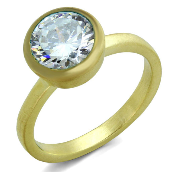 Vintage Gold Rings LO3538 Gold & Brush Brass Ring with AAA Grade CZ
