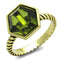 Vintage Gold Rings LO3544 Gold Brass Ring with CZ in Olivine color