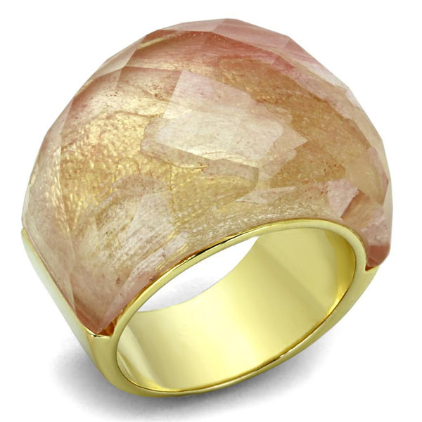 Silver Jewelry Rings Vintage Gold Rings LO3582 Gold Brass Ring with Synthetic in Light Peach Alamode Fashion Jewelry Outlet