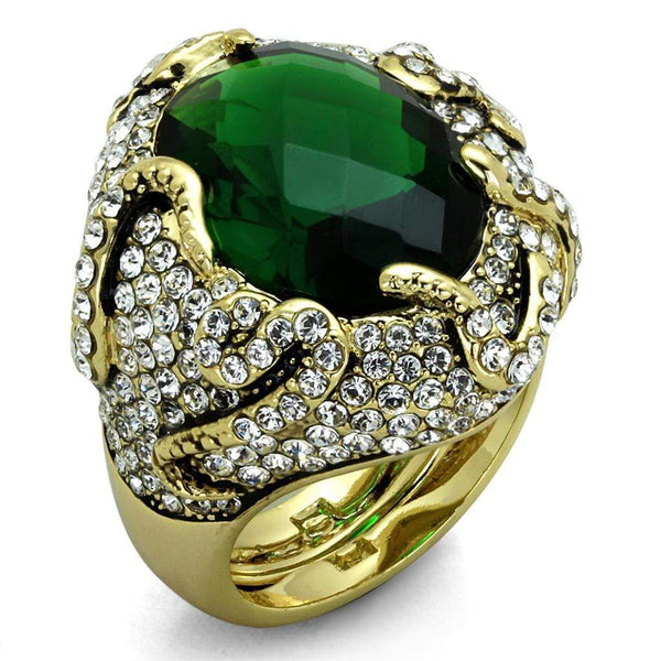 Silver Jewelry Rings Vintage Gold Rings LO3588 Flash Gold Brass Ring with Synthetic in Emerald Alamode Fashion Jewelry Outlet