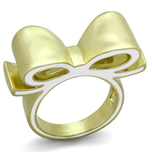 Silver Jewelry Rings Vintage Gold Rings LO3600 Gold & Brush Brass Ring with Epoxy in White Alamode Fashion Jewelry Outlet