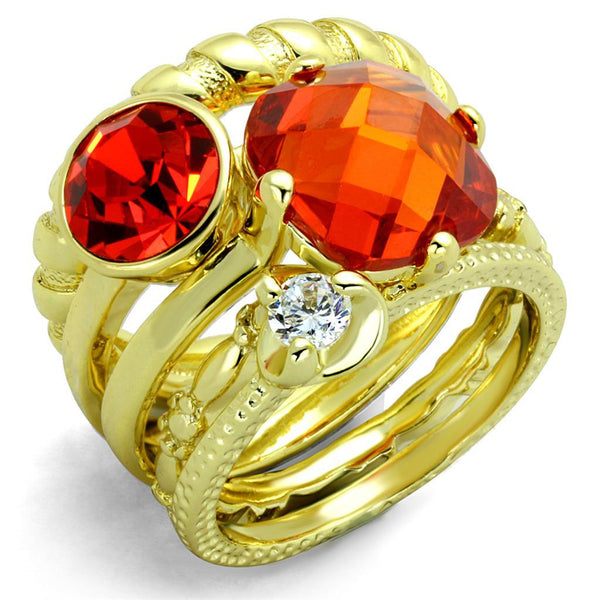 Silver Jewelry Rings Vintage Gold Rings LO3649 Gold Brass Ring with AAA Grade CZ in Orange Alamode Fashion Jewelry Outlet