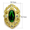 Silver Jewelry Rings Vintage Gold Rings LO3665 Gold & Brush Brass Ring with Synthetic in Emerald Alamode Fashion Jewelry Outlet