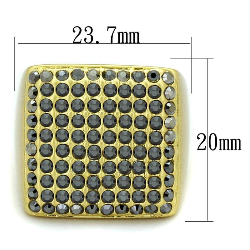 Silver Jewelry Rings Vintage Gold Rings LO3896 Gold & Brush Brass Ring with Crystal in Hematite Alamode Fashion Jewelry Outlet
