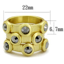 Silver Jewelry Rings Vintage Gold Rings LO3917 Gold & Brush Brass Ring with Crystal in Hematite Alamode Fashion Jewelry Outlet