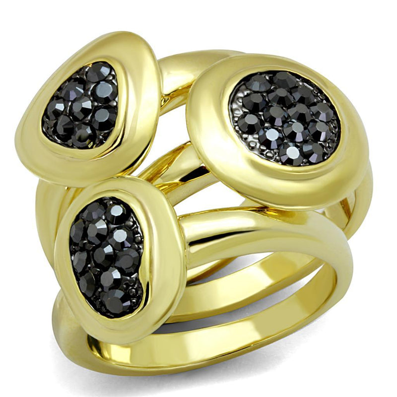 Silver Jewelry Rings Vintage Gold Rings LO3927 Gold Brass Ring with Crystal in Hematite Alamode Fashion Jewelry Outlet