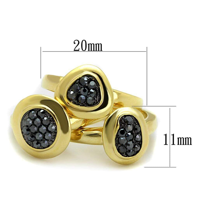 Silver Jewelry Rings Vintage Gold Rings LO3927 Gold Brass Ring with Crystal in Hematite Alamode Fashion Jewelry Outlet