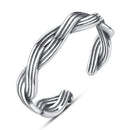 Silver Jewelry Rings Vintage Style Antique Silver Women Braided Design Adjustable Ring TIY