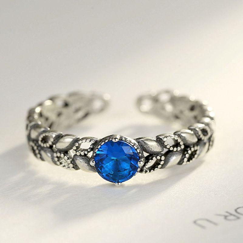 Silver Jewelry Rings Vintage Style Women S925 Sterling Silver Simple Leaf Pattern Ring TIY