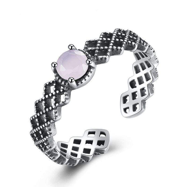 Silver Jewelry Rings Vintage Style Women Sterling Silver Gemsotne Adjustable Ring TIY