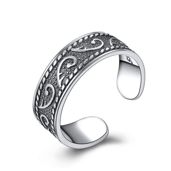 Silver Jewelry Rings Vintage Style Women Unisex Style Carving 925 Silver Ring TIY
