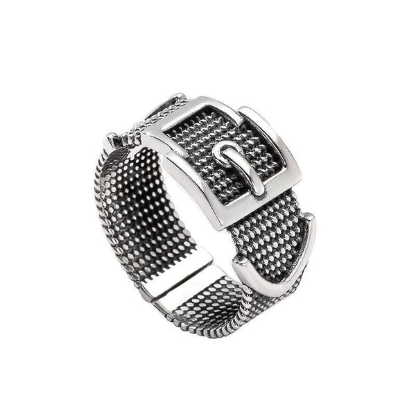 Silver Jewelry Rings Vintage Unique Belt Pattern Women Leisure Sterling Silver Ring TIY