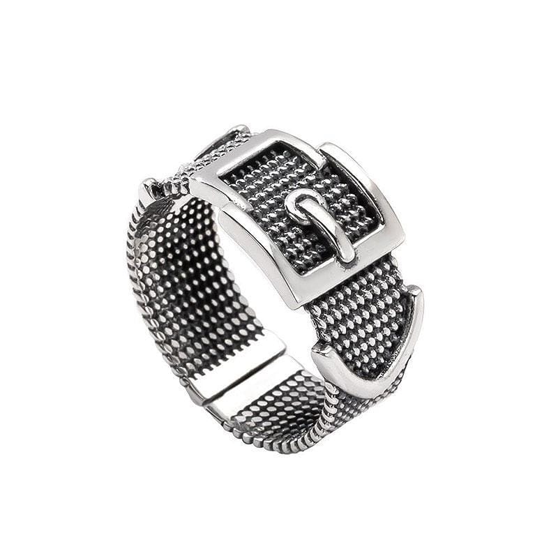 Silver Jewelry Rings Vintage Unique Belt Pattern Women Leisure Sterling Silver Ring TIY