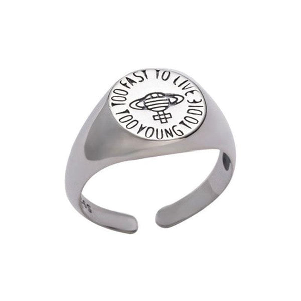 Silver Jewelry Rings Vintage Unisex Style Simple Carving Sterling Silver Adjustable Ring TIY