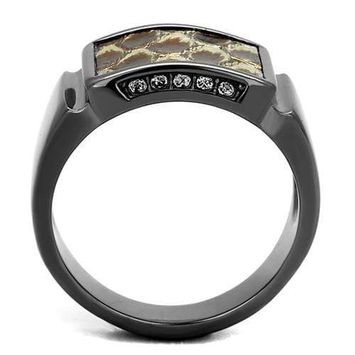 Wedding Ring Sets TK2738 Light Black Stainless Steel Ring with Leather