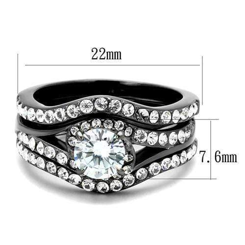 Wedding Ring Sets TK2739 Light Black Stainless Steel Ring with CZ