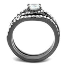 Wedding Ring Sets TK2739 Light Black Stainless Steel Ring with CZ