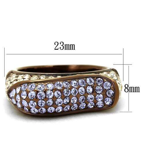 Wedding Ring Sets TK2754 Coffee light Stainless Steel Ring with Crystal