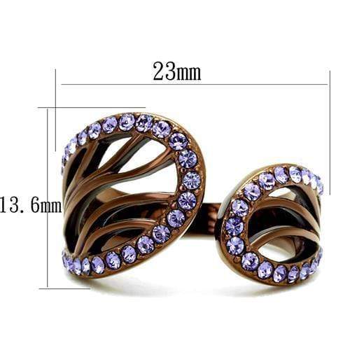 Wedding Ring Sets TK2755 Coffee light Stainless Steel Ring with Crystal