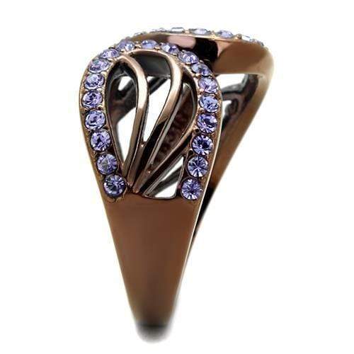 Wedding Ring Sets TK2755 Coffee light Stainless Steel Ring with Crystal