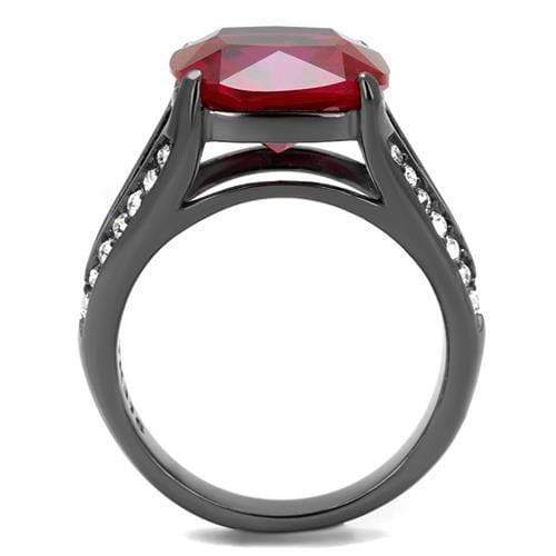 Wedding Ring Sets TK2760 Light Black Stainless Steel Ring in Ruby