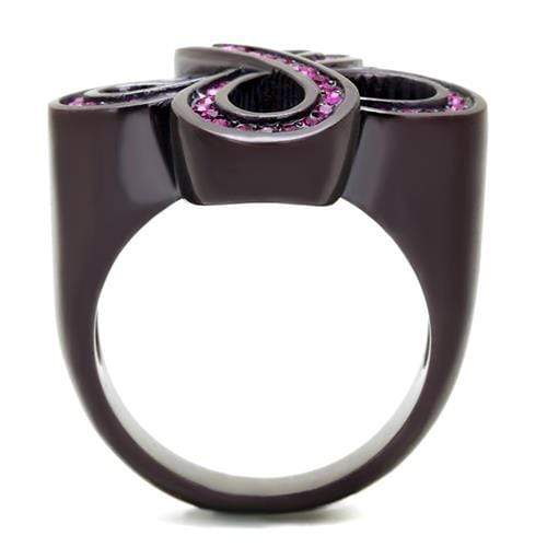 Wedding Ring Sets TK2763 Dark Brown (coffee) Stainless Steel Ring with Crystal