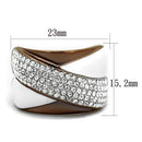 Wedding Ring Sets TK2765 Two Tone Light Brown Stainless Steel Ring with Crystal