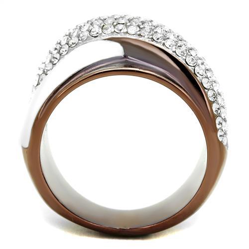 Wedding Ring Sets TK2765 Two Tone Light Brown Stainless Steel Ring with Crystal