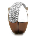 Wedding Ring Sets TK2765 Two Tone Light Brown Stainless Steel Ring with Crystal