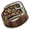 Wedding Ring Sets TK2770 Two Tone Light Brown Stainless Steel Ring with Crystal