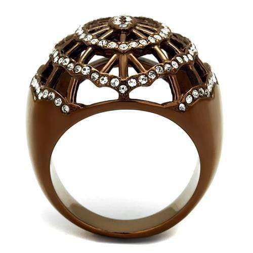 Wedding Ring Sets TK2772 Coffee light Stainless Steel Ring with Crystal