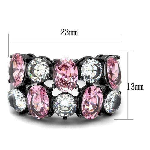 Wedding Ring Sets TK2776 Light Black Stainless Steel Ring with AAA Grade CZ