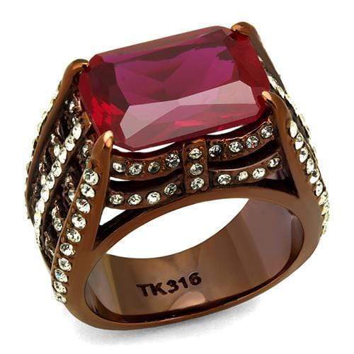 Wedding Ring Sets TK2779 Coffee light Stainless Steel Ring in Garnet