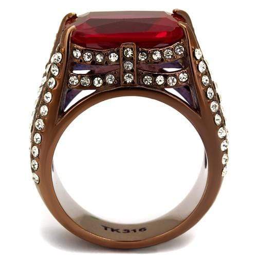 Wedding Ring Sets TK2779 Coffee light Stainless Steel Ring in Garnet