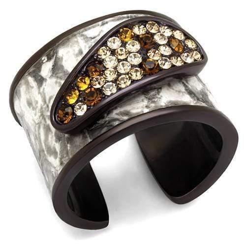 Wedding Ring Sets TK2781 Dark Brown (coffee) Stainless Steel Ring with Crystal