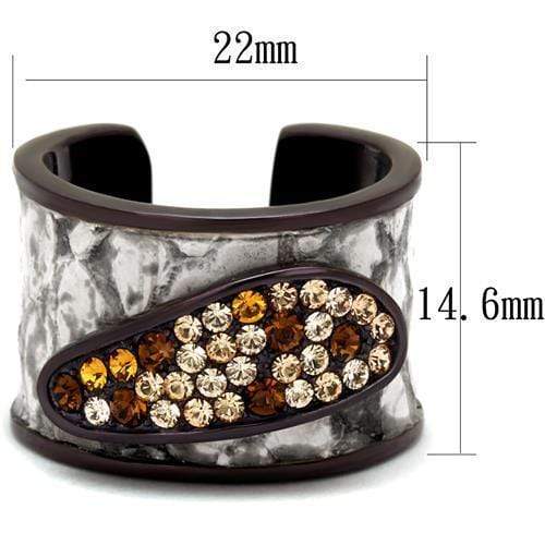 Wedding Ring Sets TK2781 Dark Brown (coffee) Stainless Steel Ring with Crystal