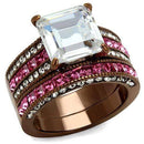 Wedding Ring Sets TK2782 Coffee light Stainless Steel Ring with CZ