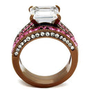 Wedding Ring Sets TK2782 Coffee light Stainless Steel Ring with CZ