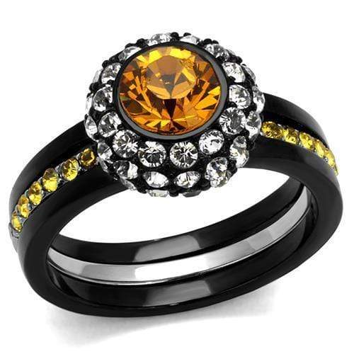 Wedding Ring Sets TK2783 Two-Tone - Stainless Steel Ring with Crystal