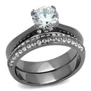 Wedding Ring Sets TK2797 Light Black Stainless Steel Ring with CZ