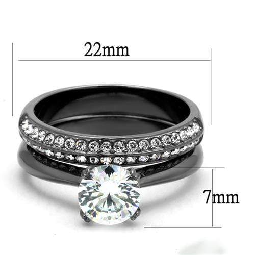 Wedding Ring Sets TK2797 Light Black Stainless Steel Ring with CZ