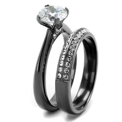 Wedding Ring Sets TK2797 Light Black Stainless Steel Ring with CZ