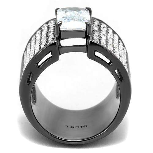 Wedding Ring Sets TK2798 Light Black Stainless Steel Ring with CZ