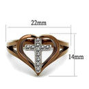 Wedding Ring Sets TK2802 Two Tone Light Brown Stainless Steel Ring with Crystal